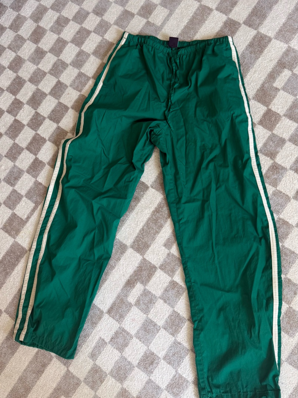 GAP Green Track Pants with Cream Side Stripes